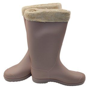 Women New Biege Rain Boots Snow winter boots shoes Low heels Non-Slip Water Proo